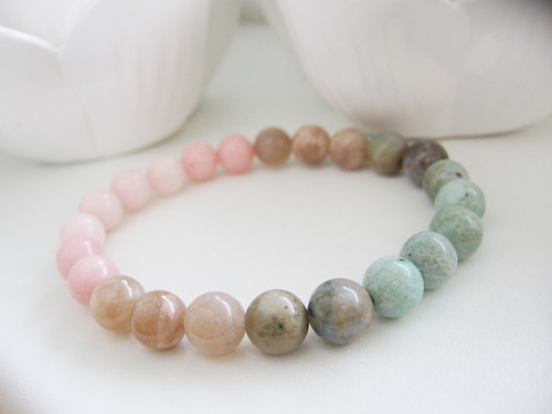 Shabby náramek • Jadeit • Sunstone • Amazonit — foto 1