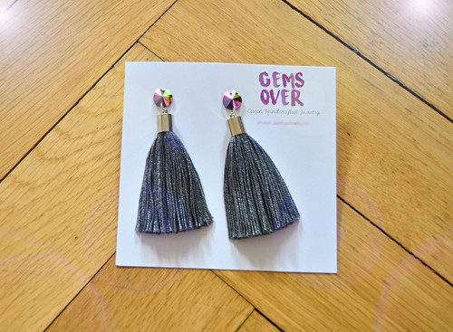 Náušnice Silver Dark Grey Tassel — foto 1