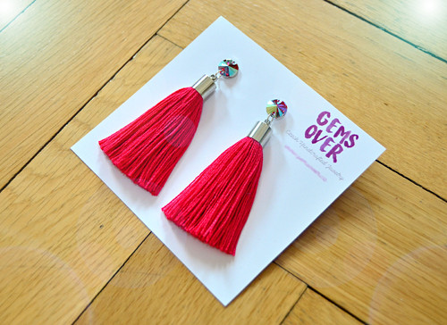 Náušnice Silver Rainbow Red Tassel — foto 1