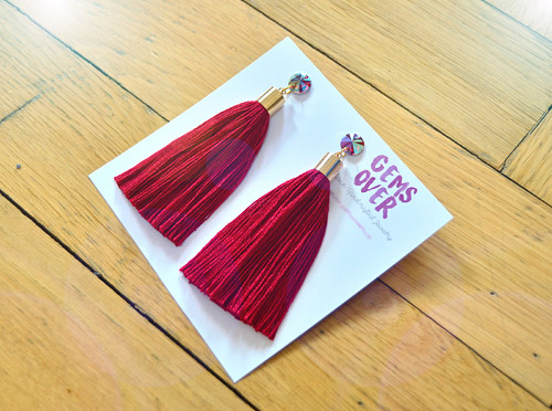 Náušnice Gold Long Wine Tassel — foto 1