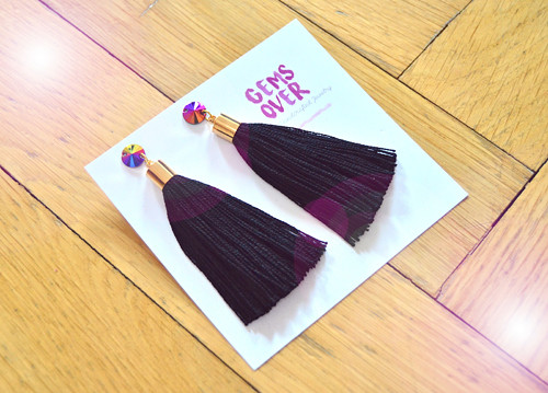 Náušnice Gold Long Black Tassel — foto 1