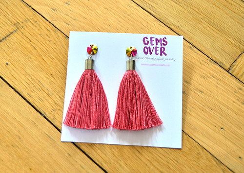 Náušnice Silver Dark Salmon Tassel — foto 1