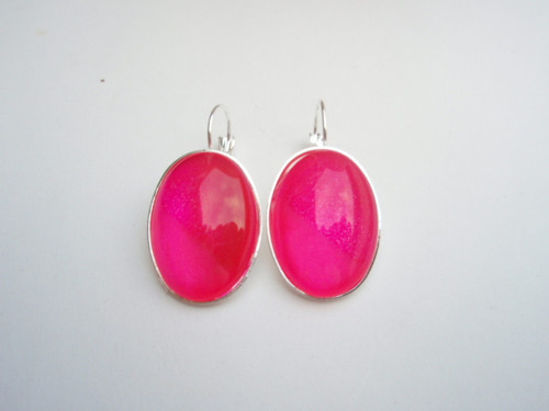Pink oválky, postříbřené - náušnice — foto 1
