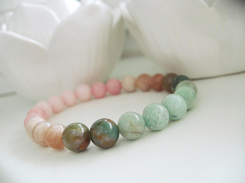 Shabby náramek • Jadeit • Sunstone • Amazonit — foto 1