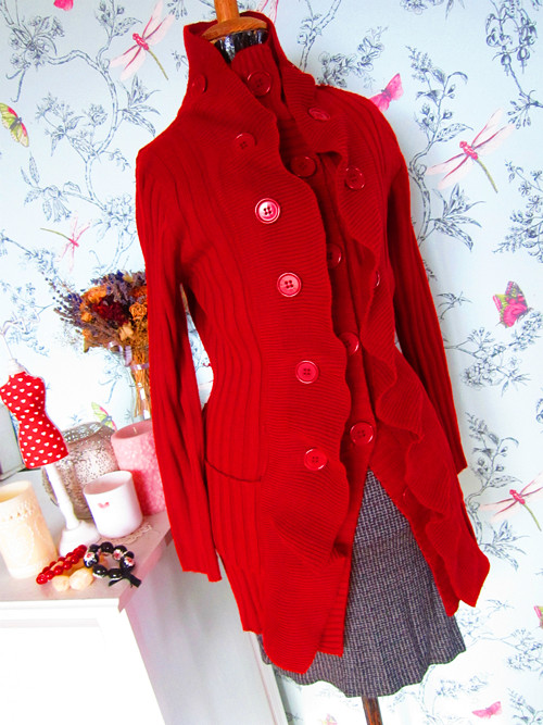 Kardigan extravagant red&volánky — foto 1