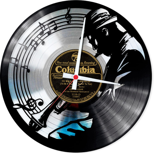 Nástěnné vinylové hodiny- Jazz #1 SILVER