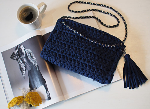 Háčkovaná kabelka CHAINED BLUE — foto 1