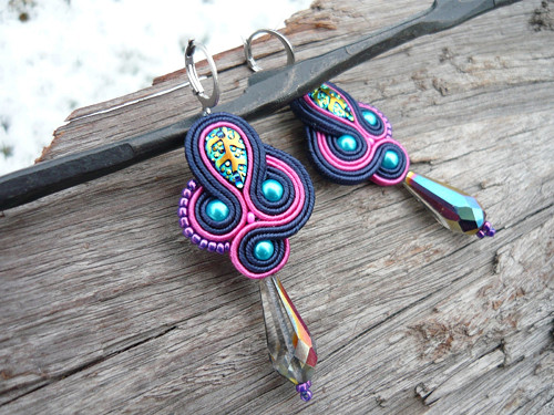 Soutache náušnice Magic Tropicana — foto 1