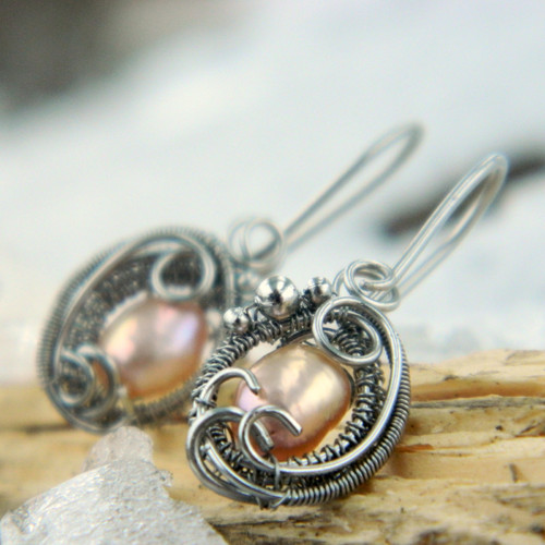 Náušnice s rosegold perlami — foto 1