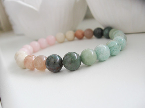 Shabby náramek • Jadeit • Sunstone • Amazonit — foto 1