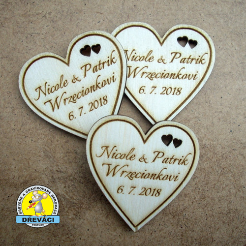 Svatební magnetka SRDÍČKO 4 cm... KV0178