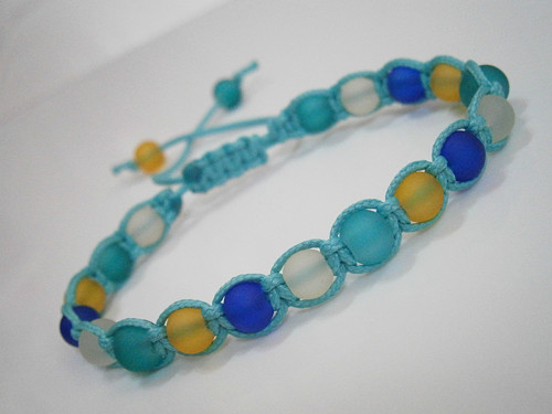 Modrý náramek (shamballa/macramé) - Unisex — foto 1