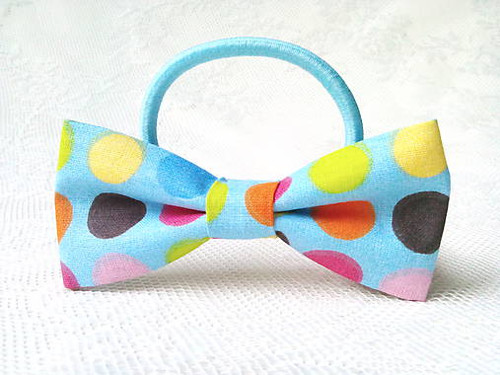 Baby blue hair bow with cute dots