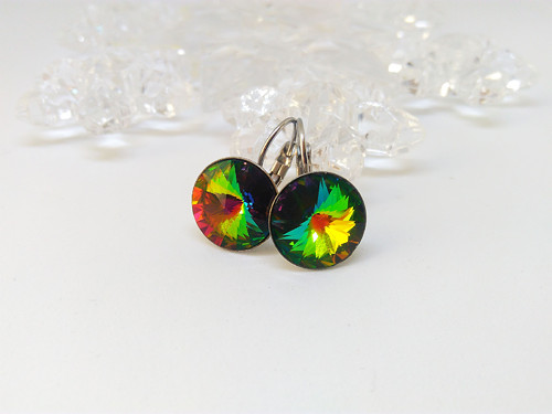 Náušnice NEREZ OCEL-Swarovski Vitrail Medium 12mm — foto 1