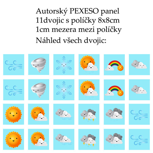 PEXESO panel 8x8cm, 11 dvojic: POČASÍ I. — foto 1
