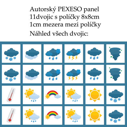 PEXESO panel 8x8cm, 11 dvojic: POČASÍ II. — foto 1