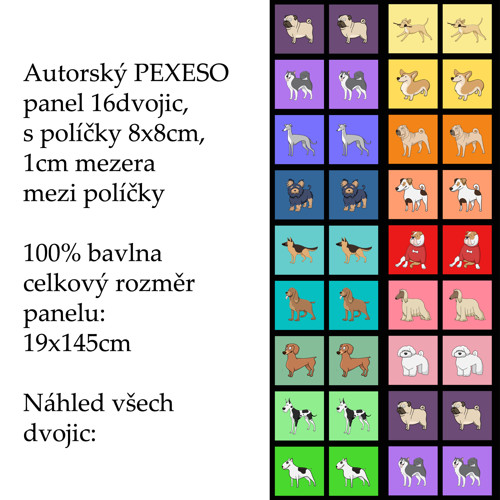 PEXESO panel 8x8cm, 16 dvojic: KRESLENÍ PEJSCI — foto 1