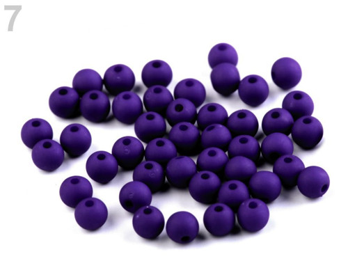 Plastové korálky matné Ø6 mm - borůvková (100ks)