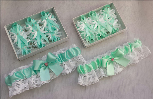 Krajkový tiffany blue SW podvazek
