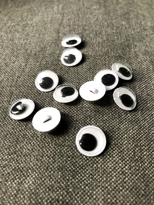 Oči k přišití, černá barva, 12mm