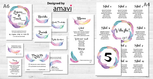 Svatební oznámení a další tiskoviny - Boho Peříčka