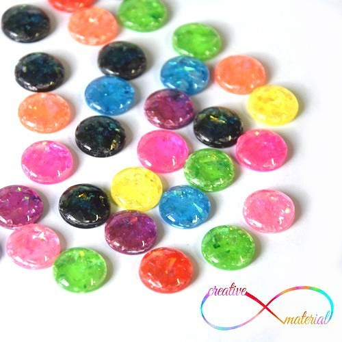 Třpytivé kabošony - 12mm - MIX 10ks