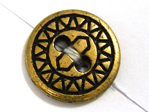 Knoflík, kov, staromosaz, ornament, 11,5 mm