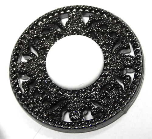 Knoflík, plast, černý s bílým korálkem, 30,5 mm