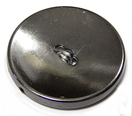 Knoflík, plast, barva hematit, 34,3 mm