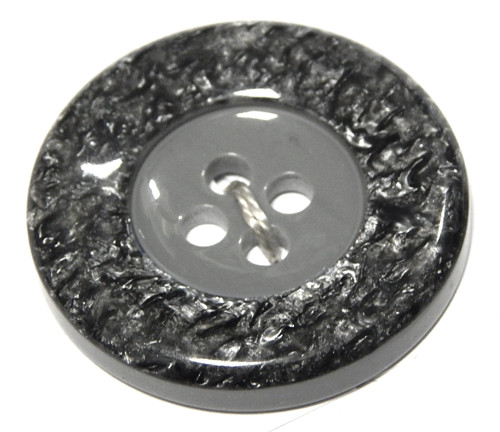 Knoflík, plast, šedý se třpytem, 34,3mm
