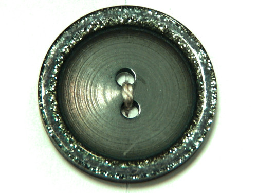 Knoflík, plast, třpytivý okraj, 23mm, zelená