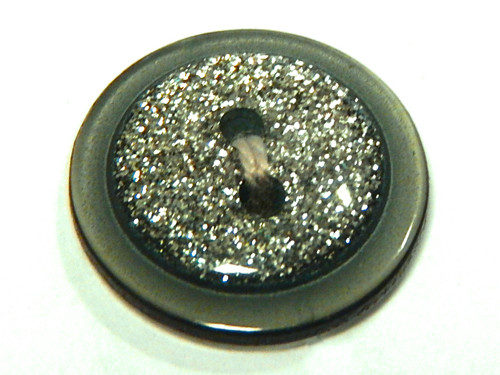 Knoflík, plast, třpytivý střed, 17,8mm, zelená