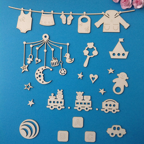 Dekorace ,chipboard 17 ks (CHD 101) — foto 1