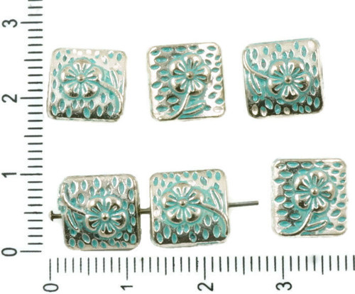 10pcs Starožitné Stříbro Tón Tyrkysové Modrá