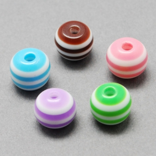 Akrylové korálky s proužky 8mm 20ks