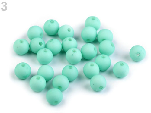 Plastové korálky matné Ø8mm - mint (25ks)