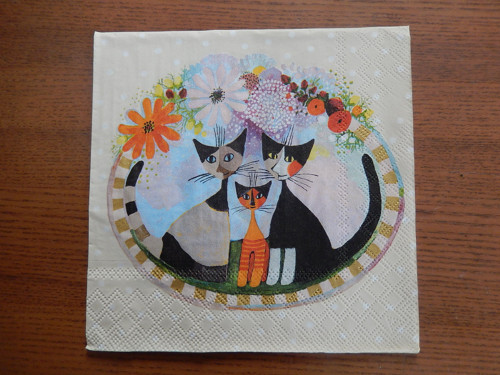 Ubrousek na decoupage - kočičí rodina