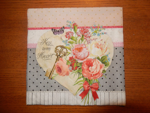 Ubrousek na decoupage - klíč k srdci — foto 1