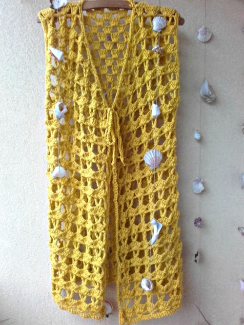Boho vesta žltá
