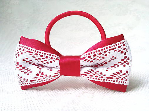 Folklore hair bow (red/white) — foto 1