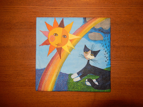 Ubrousek na decoupage - kočička ve slunci