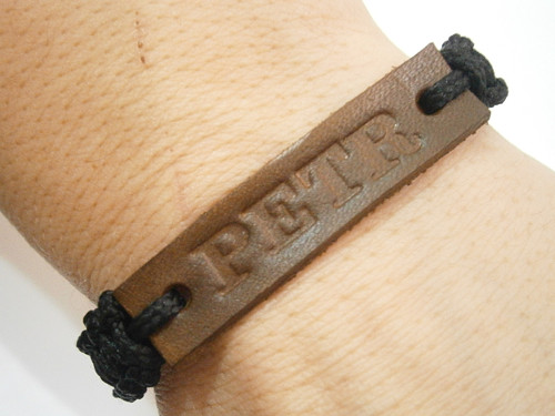 Náramek se jménem "Petr" (Kůže) - Unisex