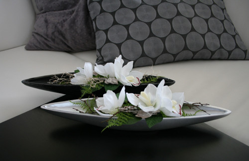 Keramická lodička s orchidejemi - black and silver — foto 1