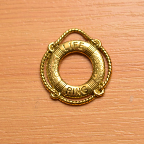 Záchranný kruh - starozlato - 24x22mm