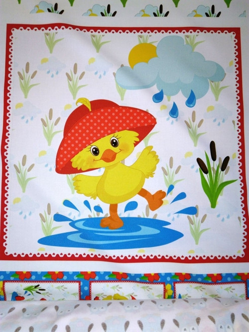 Bavlněná látka-panel 35x35cm - KOLEKCE V DEŠTI