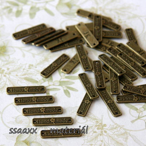 Kovová visačka ~ 25x6 mm ~ Hand Made ~ 2ks — foto 1