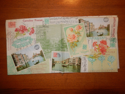 Ubrousek na decoupage - pohlednice z Venezie