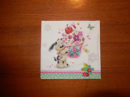 Ubrousek na decoupage - pejsek s dárkem