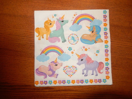 Ubrousek na decoupage - jednorožci