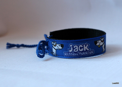 Náramek taft 2cm jackrussell modrý — foto 1